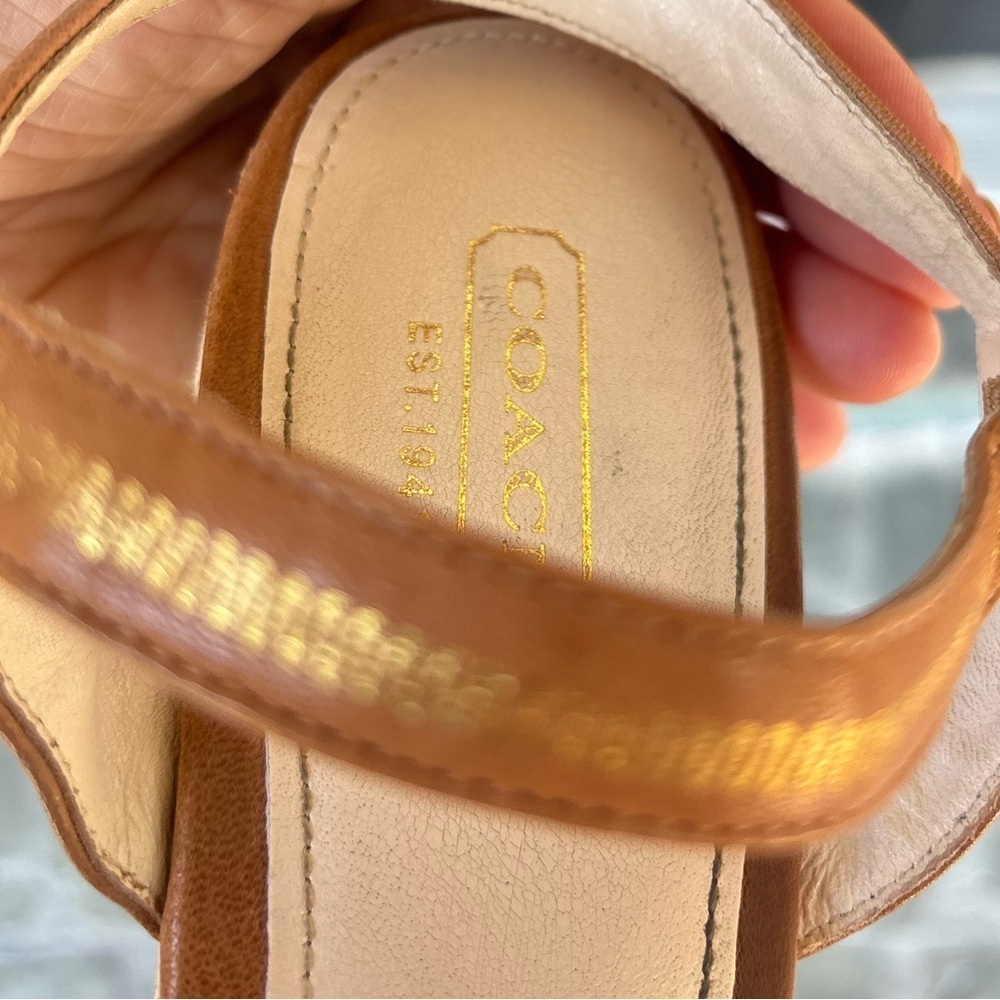 Coach Caroline Leather Wedge Sandal Size 8B 
Beach Summer Vacation Rare Beaded - Picture 12 of 15